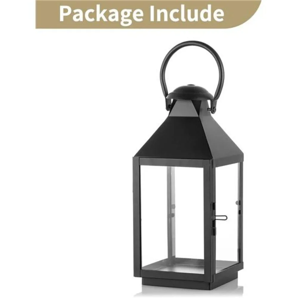 NUPTIO Black Metal Candle Lantern Hanging Table Decor Outdoor Centerpiece